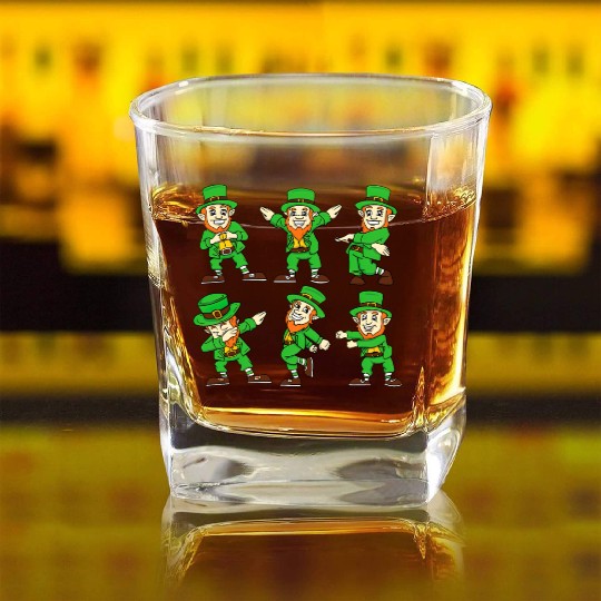 Dancing Leprechauns St Patrick'S Day Square Whiskey Glasses