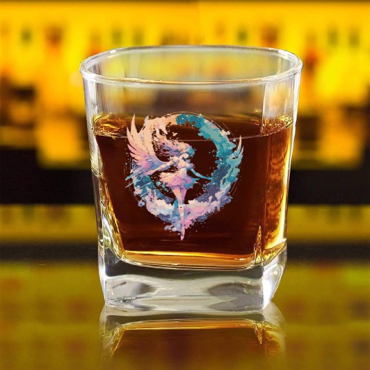 Watercolor Fairy Girls Fairycore Pastel Goth Butte Square Whiskey Glasses