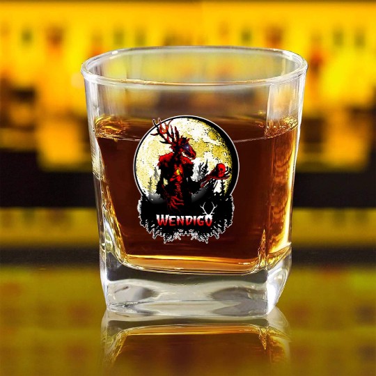 Wendigo New Monster inwalker Cryptid Evil Square Whiskey Glasses