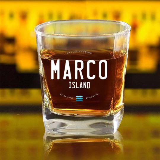 Marco Island Naples Florida Beach Waves Square Whiskey Glasses