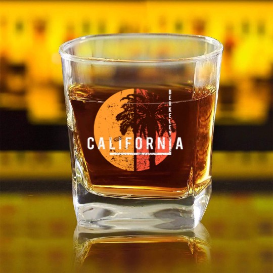 Berkeley California Cool Palm Tree Native Square Whiskey Glasses