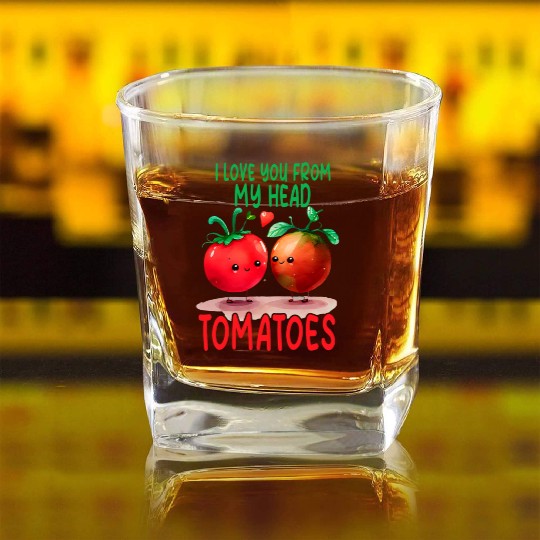 funny valentine gardening from my head tomatoes Square Whiskey Glasses