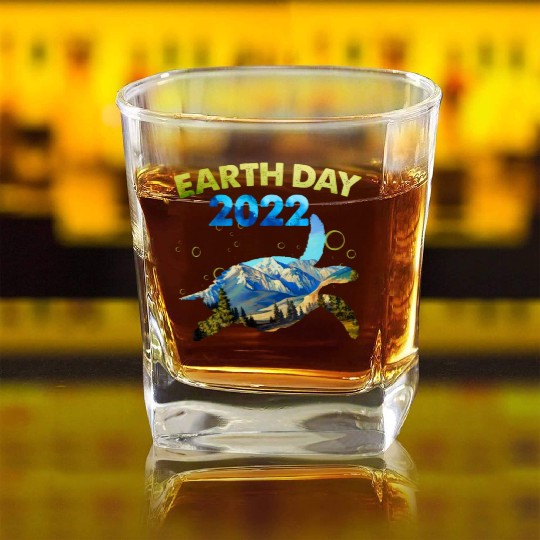Sea Turtle Earth Day Everyday 2022 Planet World Square Whiskey Glasses