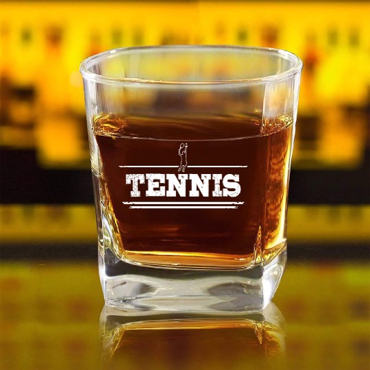 Distressed Look Tennis For Tennis Players Square Whiskey Glasses