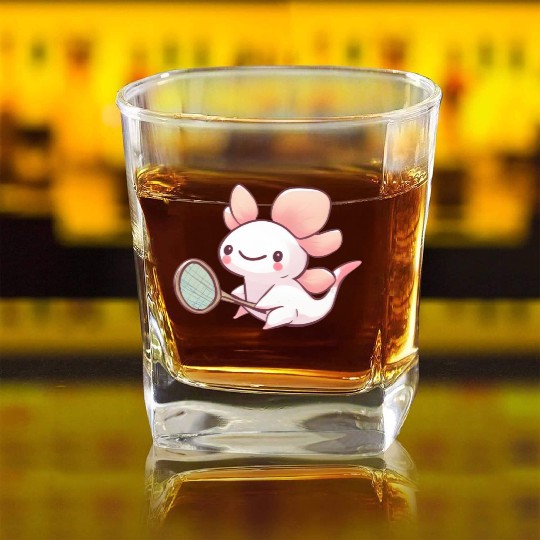 Axolotl tennis badminton design Square Whiskey Glasses