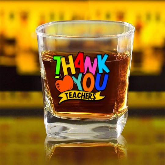 Thank you teacher - Gratitude Square Whiskey Glasses
