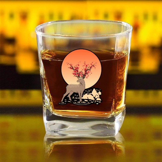 Sika Deer Spirit Sakura Deer Spirit Square Whiskey Glasses