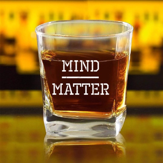 Mind Over Matter Gym Workout Motivation Trainer Square Whiskey Glasses
