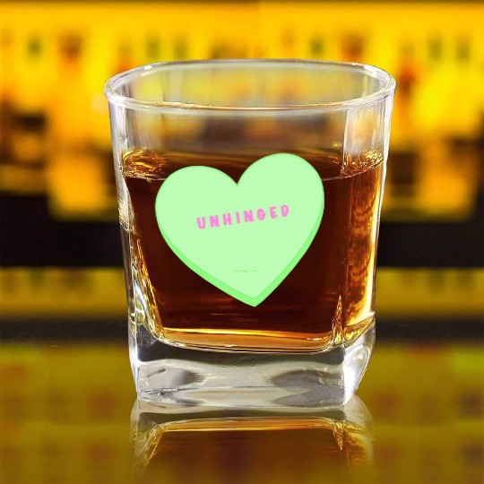 unhinged conversation heart Square Whiskey Glasses