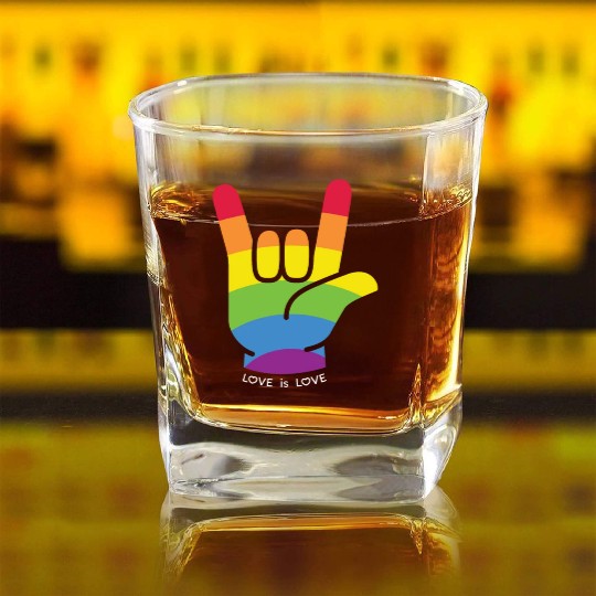 Love is Love Gift Ideas for LGBTQIA+ Pride Month Square Whiskey Glasses