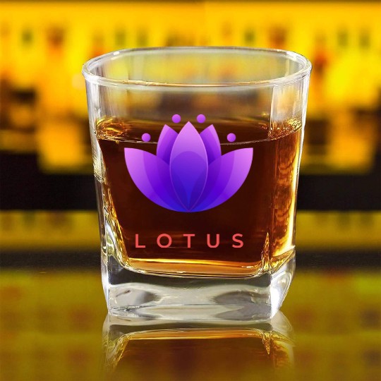 "Blooming Serenity: The Essence of Lotus Design" Square Whiskey Glasses