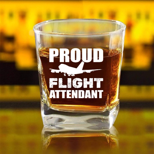 Cool And Proud Flight Attendant Airline Stewardess Square Whiskey Glasses