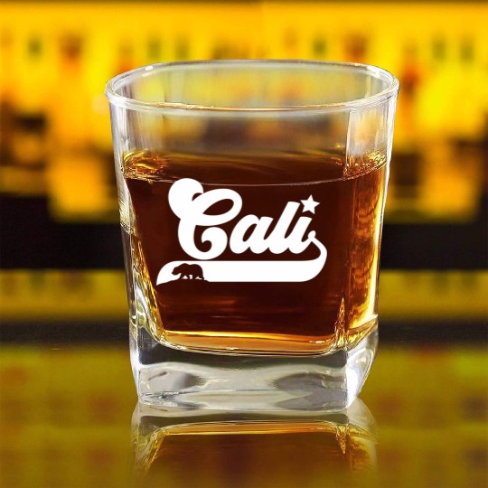 Cali California Bear Usa State Beauty Square Whiskey Glasses