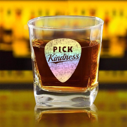 Pastel Rainbow Guitar Pick Pun Anti-Bullying Pick Square Whiskey Glasses