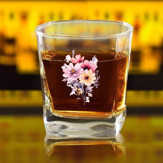 beautiful flowers in awesome summer colours Square Whiskey Glasses