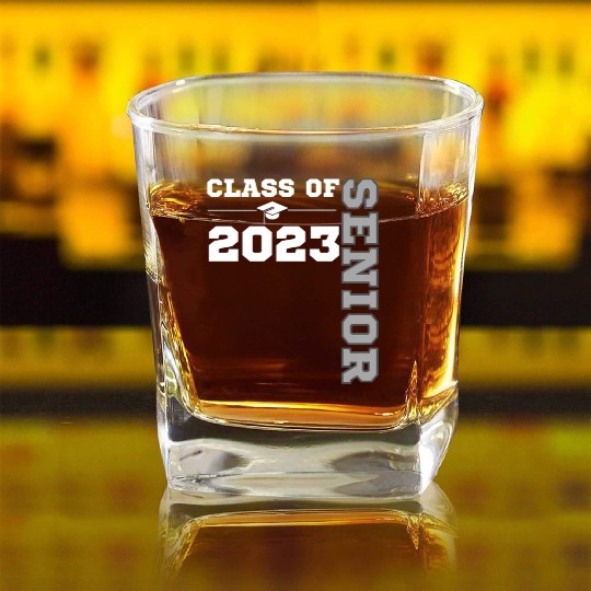 Class Of 2023 Senior Year 23 Back To School Square Whiskey Glasses