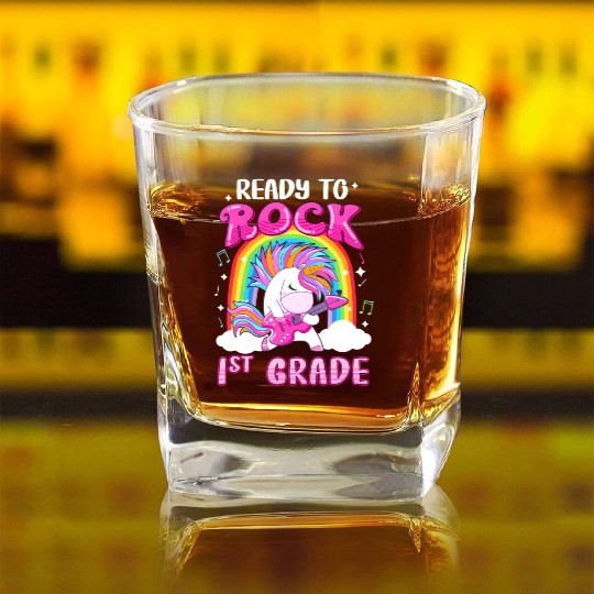 Rocking 1St Grade Electric Guitar Unicorn Rainbow Square Whiskey Glasses