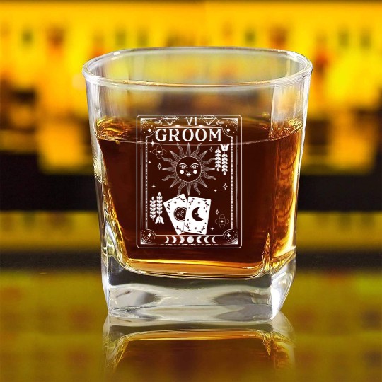 Gothic Witchy Coven Tarot Halloween Groom Square Whiskey Glasses