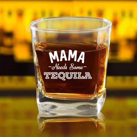 Mama Needs Some Tequila Alcohol Margarita Summer Square Whiskey Glasses