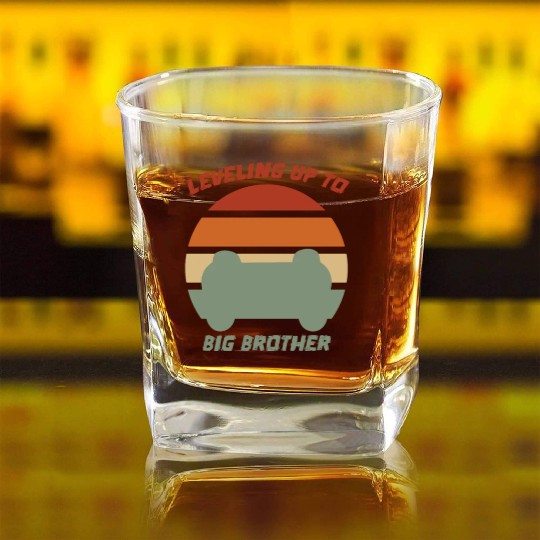 Vintage Leveling Up To Big Brother Video Game Square Whiskey Glasses