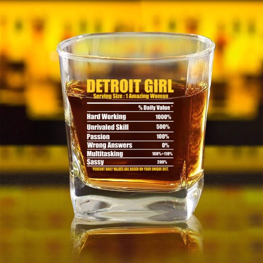 Hilarious Detroit Definition Motor City American Square Whiskey Glasses
