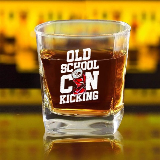 Old School Can Kicking Street Game 90s Kid Square Whiskey Glasses