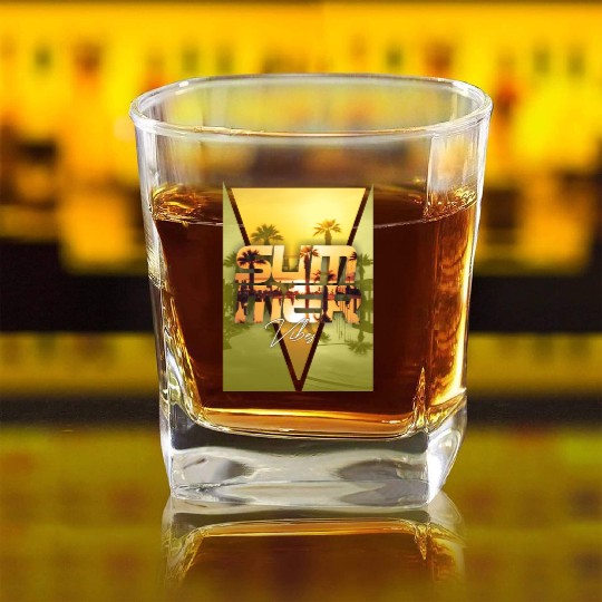 Summer Vibes Square Whiskey Glasses
