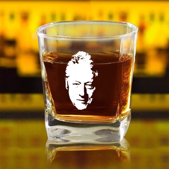 Bill Clinton White On Black Pop Art Square Whiskey Glasses