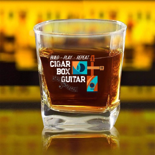 Guitar Player Cigar Box Guitar Guitarist Bassist Square Whiskey Glasses