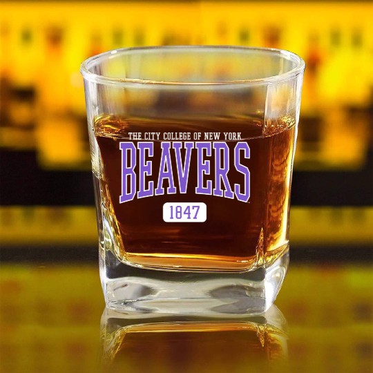 City Of New York Ccny Beavers Est Date Square Whiskey Glasses