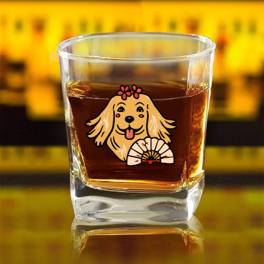 Golden Retriever Geisha Dog Lover Terrier Square Whiskey Glasses