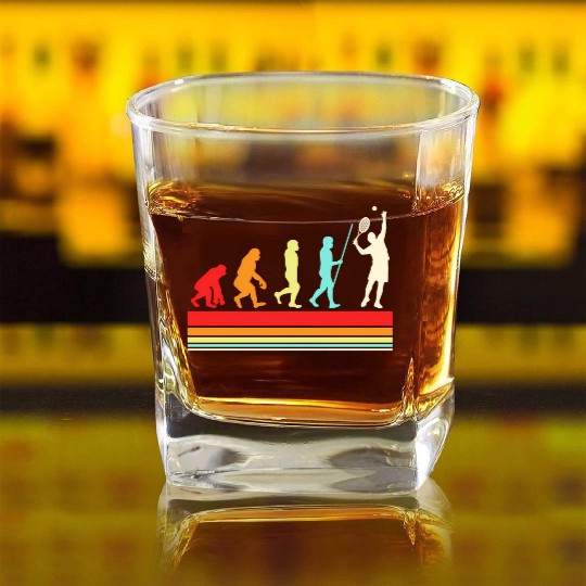 Tennis Player Evolution Colors S Square Whiskey Glasses