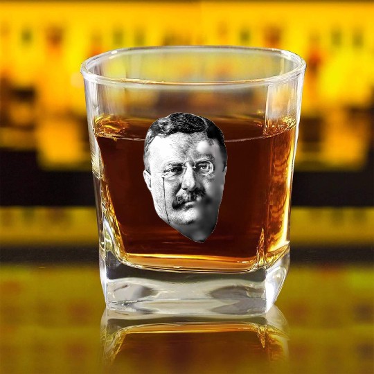 President Teddy Roosevelt Square Whiskey Glasses