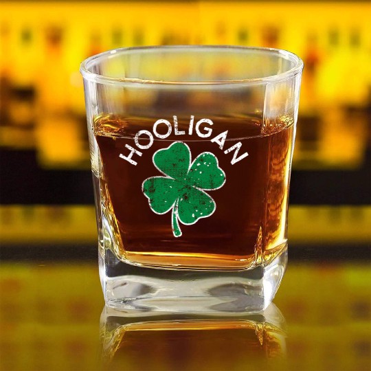 Hooligan Squad Lucky C St Patrick'S Day Distress Square Whiskey Glasses