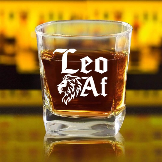 Lion graphic art leo af July August Birthday retro Square Whiskey Glasses