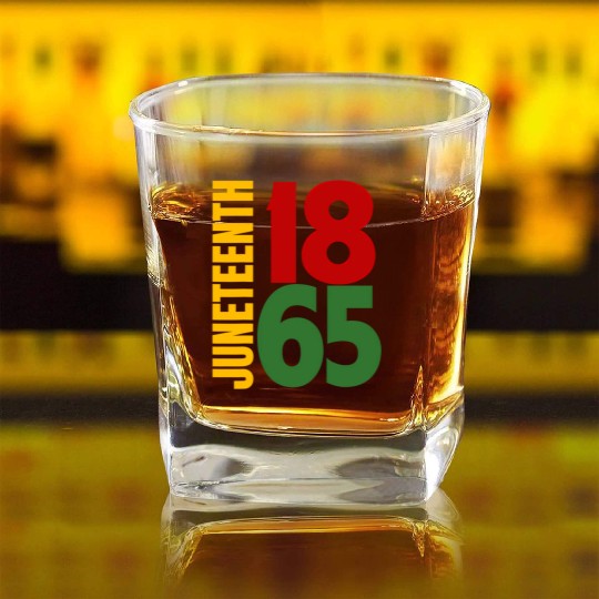 Black Proud African American For Juneteenth Square Whiskey Glasses