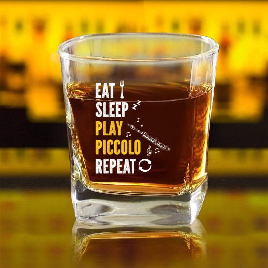 Piccolo Flute Player Eat Sleep Play Piccolo Flute Square Whiskey Glasses