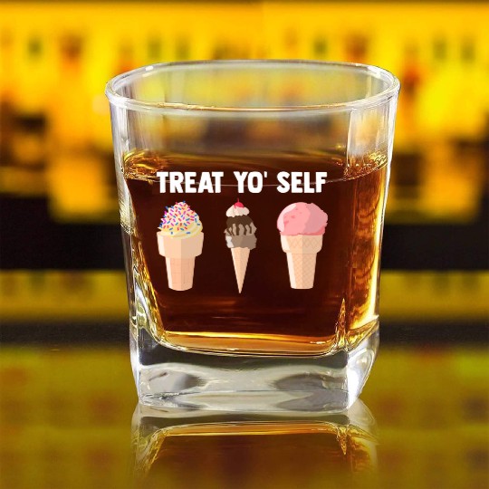 Ice Cream Treat Yo' Self Summertime Sherbet Gelato Square Whiskey Glasses