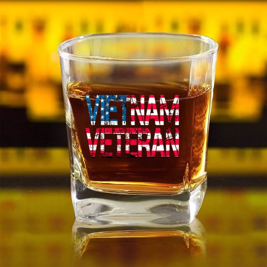 Vietnam Veteran Us Flag Vietnam Vets Square Whiskey Glasses