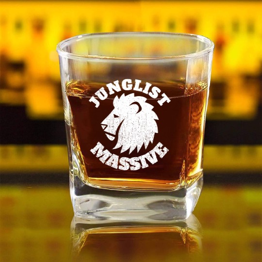 Junglist Music DnB EDM Drum N Bass Lion Square Whiskey Glasses
