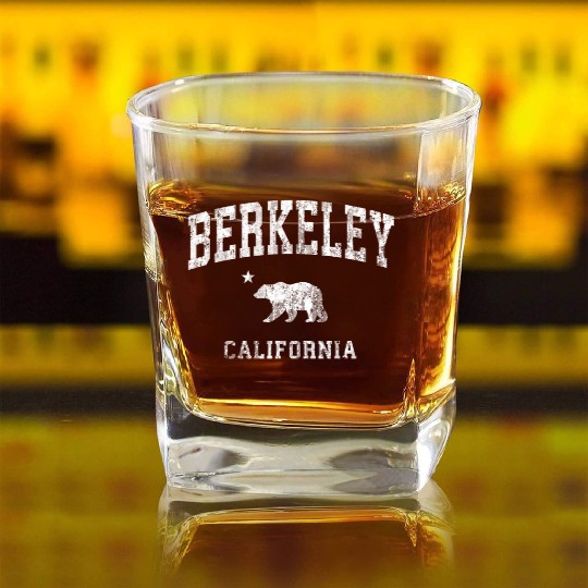 Berkeley California Ca Distressed Sports Square Whiskey Glasses