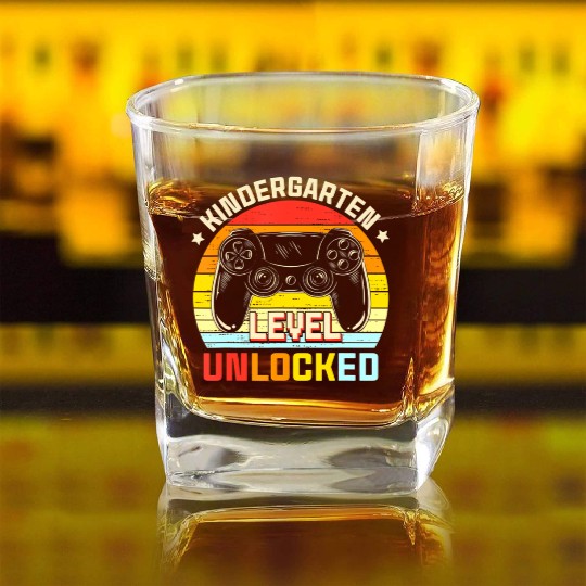 Kindergarten Level Unlocked Video Game Back to Square Whiskey Glasses