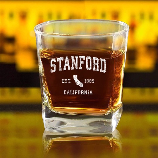 Stanford California Ca Athletic Sports Square Whiskey Glasses