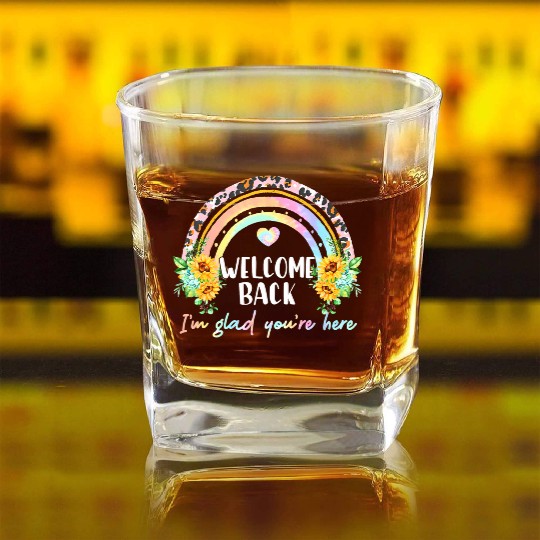 Sunflower I'm Glad First Day Back To School Square Whiskey Glasses