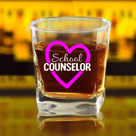 Proud School Counselor Cool Teacher Square Whiskey Glasses