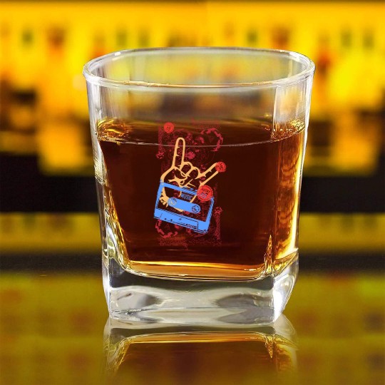 devil horns hand Square Whiskey Glasses