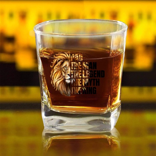 The Man the Legend Lion Square Whiskey Glasses