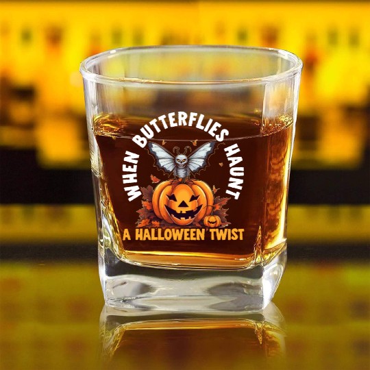 Butterfly Halloween Trick Or Treat Insect Lover Square Whiskey Glasses