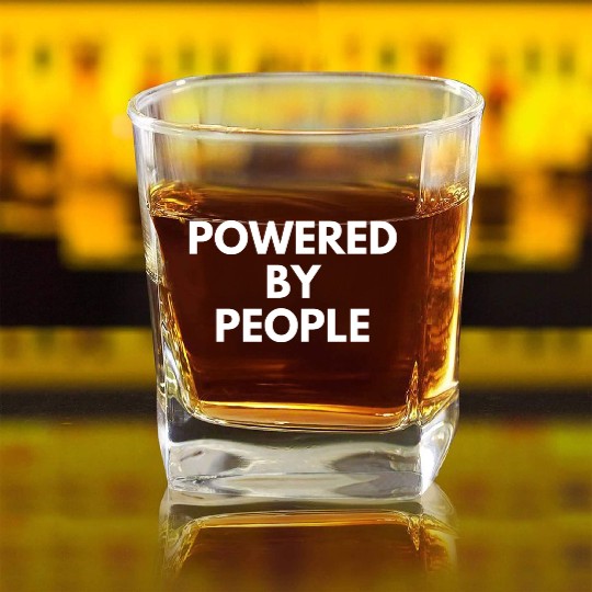 Powered by People Square Whiskey Glasses