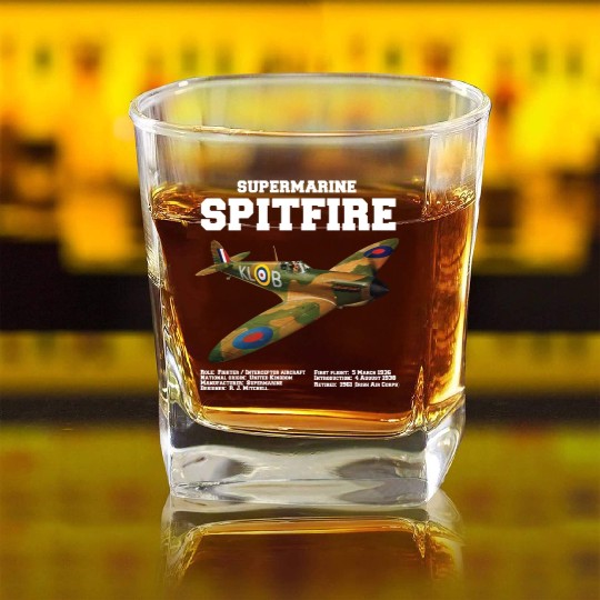 Supermarine Spitfire | WW2 Plane Square Whiskey Glasses